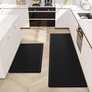 Kitchen Mat, 2 count Kitchen Rugs, Cushioned Kitchen Mats for Floor, Anti  Kitchen Rug Set, Non-Skid Standing Mat for Kitchen, Office, Sink, 17.3"x30"+17.3"x47", Black