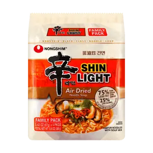 NONGSHIM Shin Ramyun Light - Low Calorie, Non-Fried Instant Noodles, 4-Pack (388g) - Authentic Korean Flavor, Healthier Choice