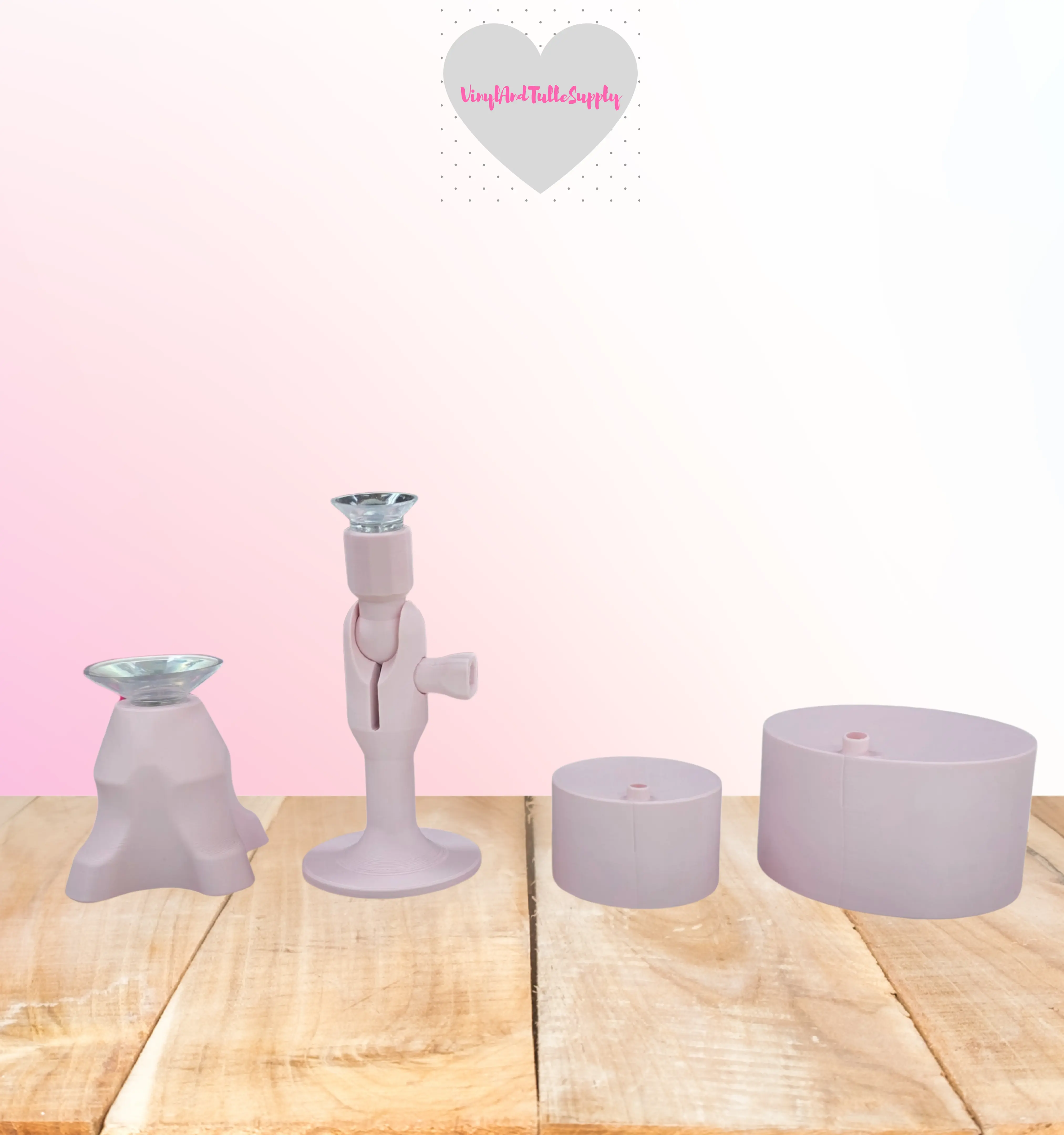 Kell Bell Tumbler Cup Accessories Complete Kit, Set of 4 - Baby Pink