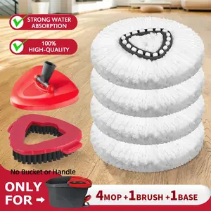 For O-Cedar Mop Head Refill, Mop Head & Scrub Brush Replacement for EasyWring 1 Tank System, Spin Mop Accessories, Cleaning Supplies,Machine Washable & Easy Install,Bucket & Handle NOT Included.