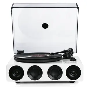 1 by ONE All-in-One Record Player with Wireless Input, High Fidelity Belt Drive Turntable with Built-in Speakers, Magnetic Cartridge Stylus, Built-in Preamp, Piano Lacquer White