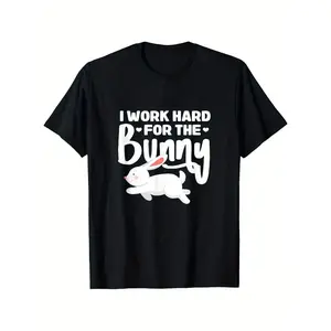 Rabbit Rabbit owner Easter T-shirt suitable for all men and women outdoor short-sleeved T-shirt_cotton local warehouse delivery men and women with T-shirt soft cotton comfort enjoy discount