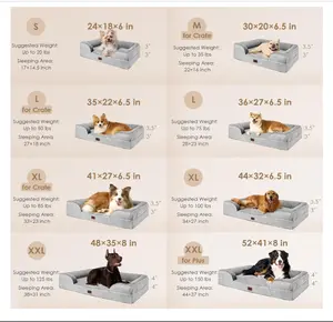 Dog Beds for Extra Large Dogs 44x32Inch, Waterproof Memory Foam XL Pet Bed with Sides, Non-Slip and Egg-Crate Foam Big Dog Couch Bed with Washable Removable Cover, Grey