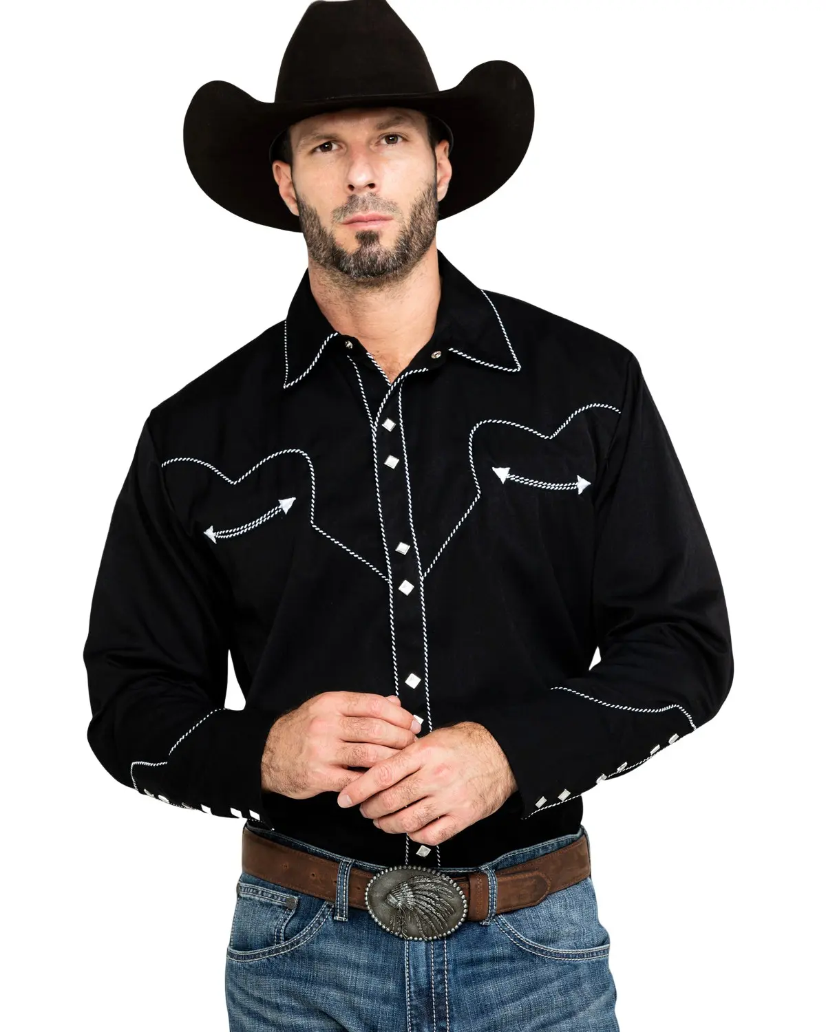 Scully Men's Men'S Embroidered Long Sleeve Snap Western Shirt - P-726