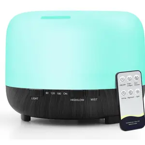 Essential Oil Diffuser for Large Room: 500ml Aromatherapy Ultrasonic Air Humidifier Remote Control for Bedroom - Aroma Cool Mist Vaporizer Timer for Home Black