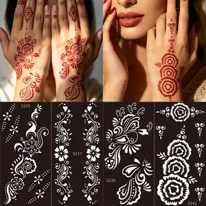 4pcs Reusable Self-Adhesive Hand Stencils - Floral Pattern Stencil Stickers, perfect for DIY body painting, ideal for parties and events, and also suitable for crafts, reusable.