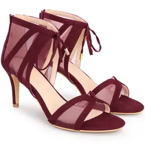 BLISSFUL STEP Lace Up Mesh Stiletto Heel Gladiator Sandals for Women