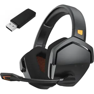 G06 Dual Wireless Gaming Headset with Microphone for PS5, PS4, PC - 23ms Low Latency Audio - 100-Hour of Playtime - 50mm Drivers (Black-Orange)