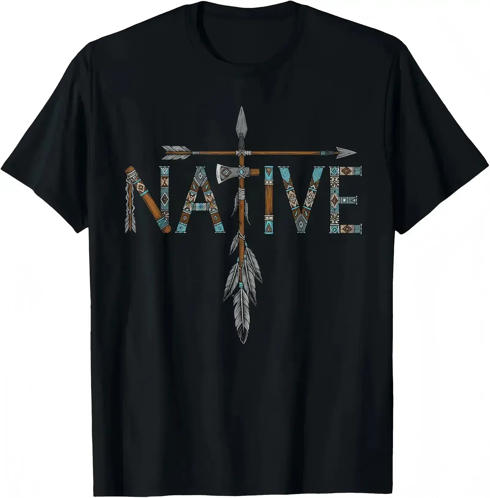 Men's Native American Day Pride Indigenous Graphic T-Shirt - Casual Crew Neck, Short Sleeve, Custom-Made Print Natural Menswear Tshirt, Loose-Fitting, Xxl, Shortsleeve, Round Neck, Top, Tops