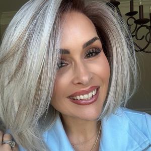 IMstyle Darcy Platinum Silver Blonde with Highlight Soft Rooting Low Density Shoulder Length Short Bob Hairstyle 11*4 Lace Front Synthetic Wig Daily Wear