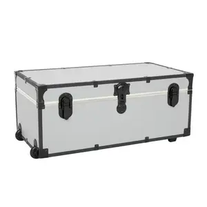 Seward Trunk 30" Paper Line Wheels Black and Alloy: Footlocker Storage, College Camp Trunk, 200 lb Capacity, No Assembly