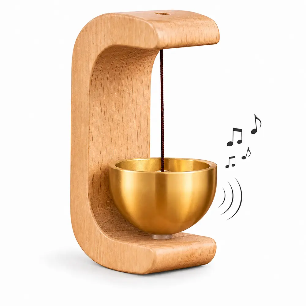 Magnetic Wooden Shopkeepers Bell Solid Brass Chime Doorbell For Home Entryway And Business Decor