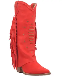 Dingo Women's Women'S Spirit Trail Fringe Tall Western Boot Snip Toe - Di199-Red