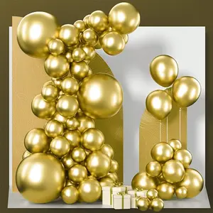 PartyWoo  85 pcs Gold Metallic Balloons Different Sizes Pack of 18  12 10 5 Inch  for Balloon Garland or Balloon Arch as Party Decorations, Gold-G101
