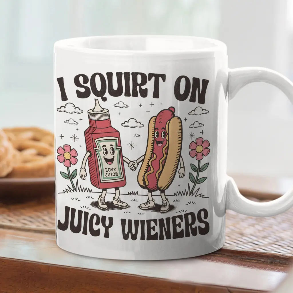 I squirt on Juicy Wieners mug, Funny Pun Cup, 101 Dad Jokes, Viral Pun Cup, Funny Gift, Inappropriate Joke Mug, Funny Sarcasm Ceramic mug
