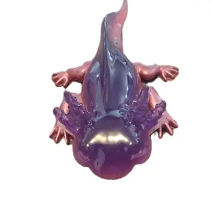 Epoxy Axolotl Figurine - Handcrafted Purple & Copper Finish - Unique Decorative Collectible