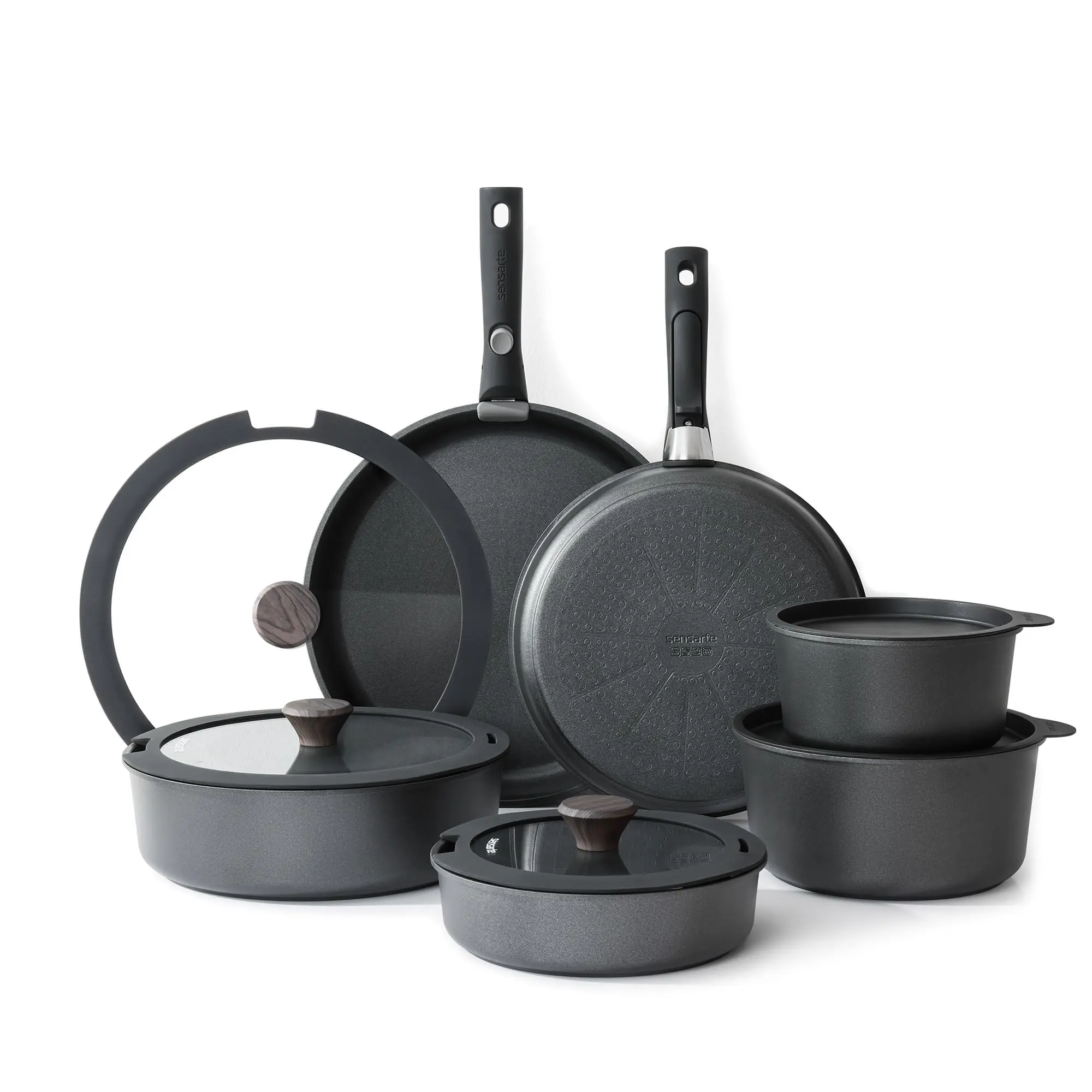 18-Piece Ceramic Nonstick Cookware Set with Detachable Handle – Healthy, PFAS-Free, Dishwasher Safe RV Cookware