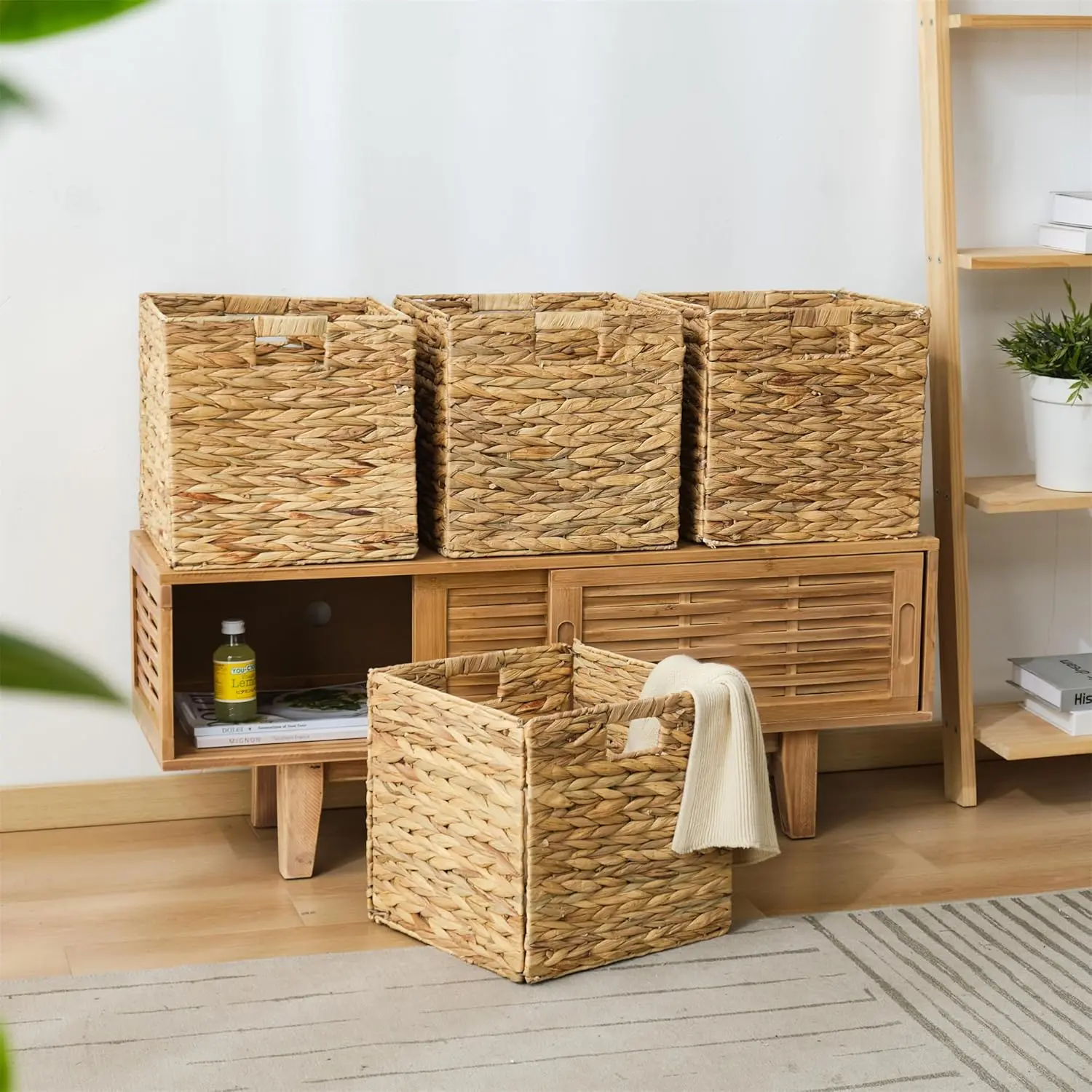【Summer Sale Deals】4PC Eco-Friendly Seagrass Rope Foldable Storage Basket Hand-Woven Durable Organizer for Living Room Snacks Bedroom Clothes Versatile Easy Storage Solution Weaving,summerwins