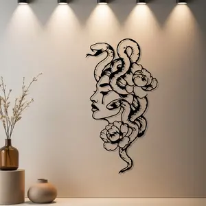 HousewarmingGift|1pc Vintage Medusa Head Desktop Ornts, Artwork, Statue Mural with Finish - Ideal Gift for Valentine's Day & Wedding & Christmas & New Home Gift & Holiday Season - Metal