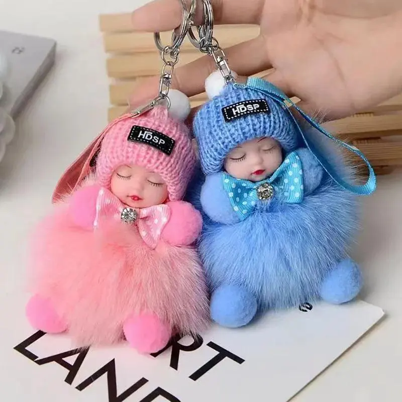 Plush Sleeping Doll Keychain - Kawaii Car Charm, Plush Material Feels Soft and Cuddly, Cozy to Hold Key Ring Accessory, Mini Gift for Stuffed Toy Enthusiasts (Toys & Hobbies Category)