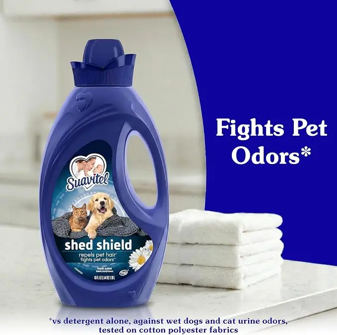 Suavitel Shed Shield Liquid Fabric Softener, Fresh Scent, 46 fl oz, Softens Clothes, Helps Reduce Pet Hair & Everyday Laundry Care
