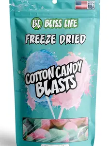 Freeze Dried Cotton Candy Blasts 1.5oz ASMR Crunchy Spicy Sweet Sour Kids Snacks Unique Novelty Treat