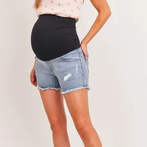 Trendy Maternity Shorts in Denim