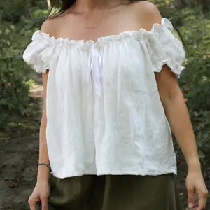 Blouse from Fox & Fern - Women's Renfaire Milkmaid Wench Top Pirate Medieval Shirt