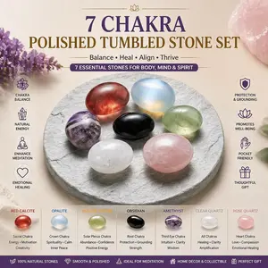 7 Chakra Tumbled Crystal Stone Set, Pocket Healing Crystals with Citrine Clear Quartz Amethyst Rose Quartz for Reiki, Energy Balance, Manifesting Gift, TikTok Made Me Buy It, SummerWins DealsForYouDays