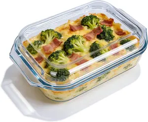 2.2qt Rectangular Clear Glass Casserole Dish With Lid, Glass Baking Dish For Oven, Versatile Clear Cookware For Cooking Baking Serving