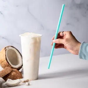 [1,200 ct] Giant Straws | Individually Wrapped | Aqua (0.31" x 10.25")