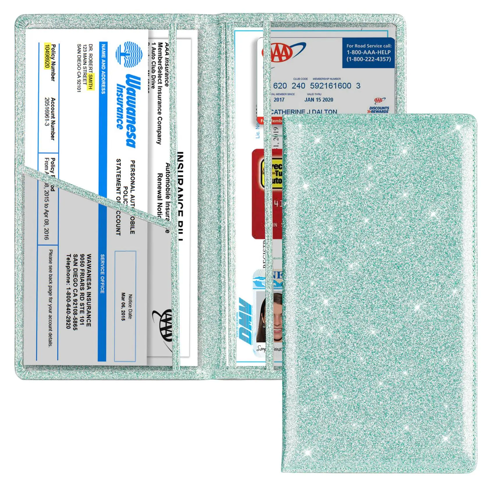 Car Registration & Insurance Card PU Holder Protection, Vehicle License Document Glove Box Compartment Storage Organizer, Car Documents