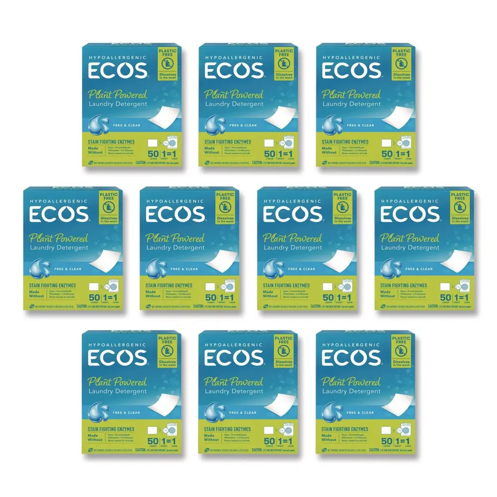 ECOS Liquidless Laundry Detergent Sheets - Free and Clear (10/Carton)