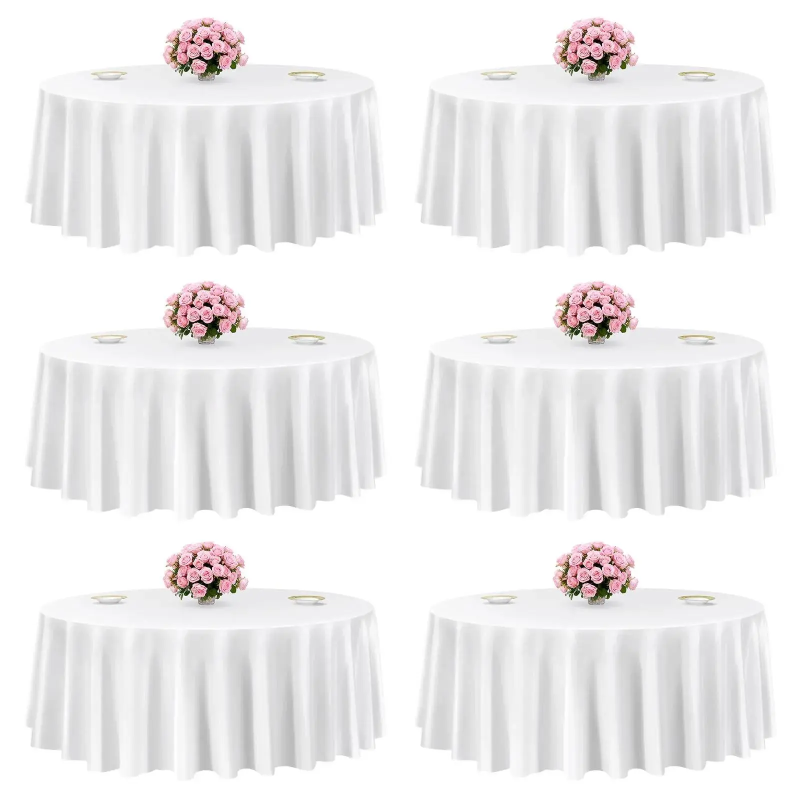 【summerfinds】VEVOR 6-Pack White Round Polyester Complete Set Tablecloths, 120 in Diameter, Stain-Resistant, Wrinkle-Resistant, Machine-Washable, Father's Day Gift for Wedding & Party Events, Decoration,outdoorfurnitureset