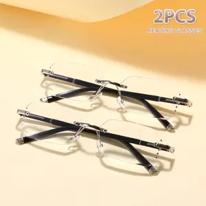 2 pcs Style Reading Glasses With Multi-color Options Suitable For Business Eye Glasses, Y2k Accessories, Clear Glasses, Anti Electronic Blue Light Reading Glasses, Reading Glasses Men/women High Quality, Small Narrow Face, Miracle Glasses+1.0-+4.0
