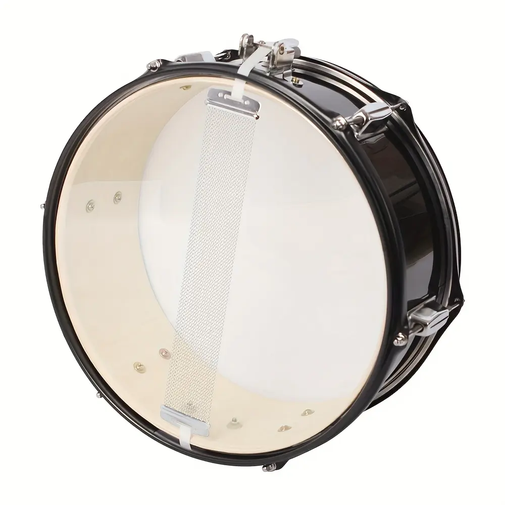 14"x5.5" Professional Marching Snare Drum Kit - Heavy-Duty Metal Shell, Black Finish/Hardware, White Head, Drumsticks, Strap, Wrench, Percussion Instrument with Bright Sound, Easy to Carry, Space-Saving for Musically Talented Beginners