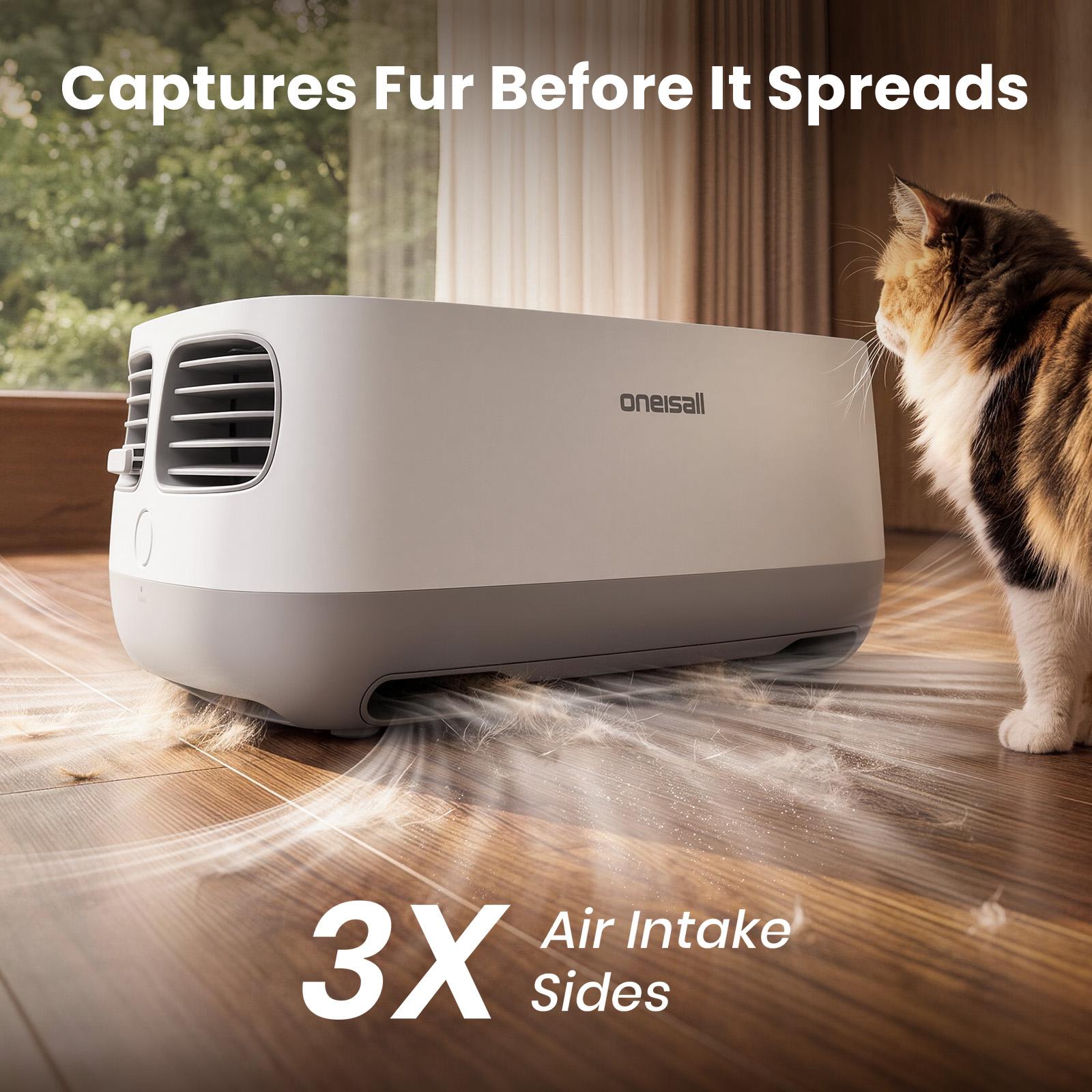 Backtoschool Oneisall Air Purifiers for multi‑cat households with Cat Bed, H13 HEPA for Multi‑Cat Home, 3-Sided Air Intake, PM2.5 Air Quality Monitor，Bottom with Independent Hair Collection Bin, Quiet Multi‑Speed, Captures Pet Fur, Odors, Allergens & Dust