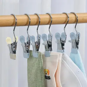 5pcs Hanger Clips, Hook Clips Hold, Hanging Clothes Pins Hooks - Portable Stainless Steel Home Travel Hangers Clips
