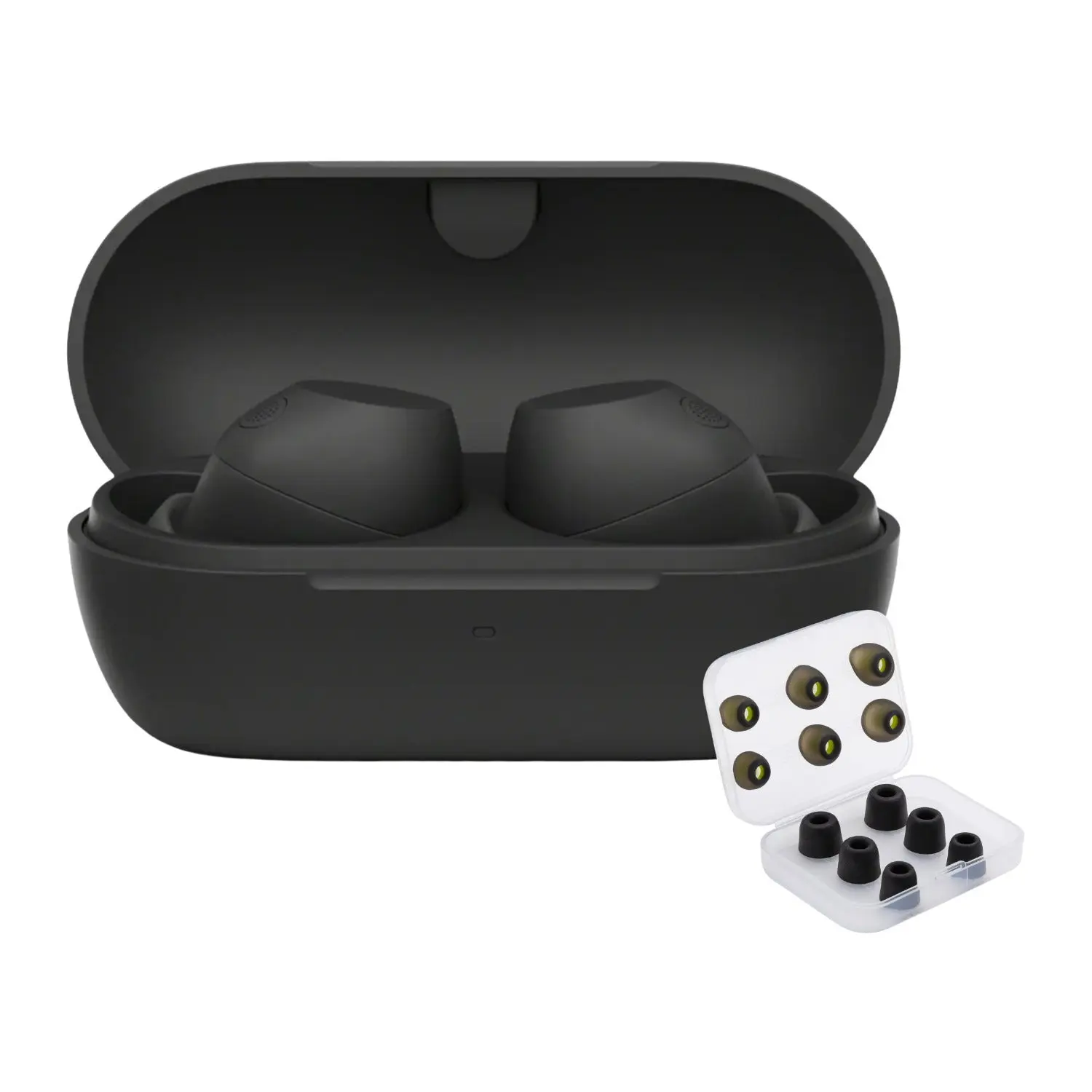 Sony ANC Wireless Earbuds (Black) – Custom Electronic Audio Bundle with Silicone Ear Tips, Dual Noise Canceling Wireless Headphones (2 Items)