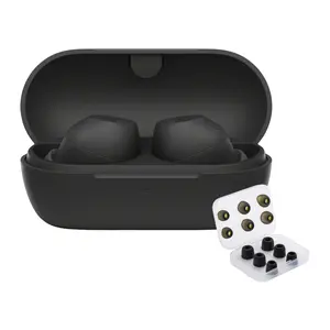Sony Wireless Noise-Cancelling Earbuds (Black) Bundle with Ear Tips (2 Items)