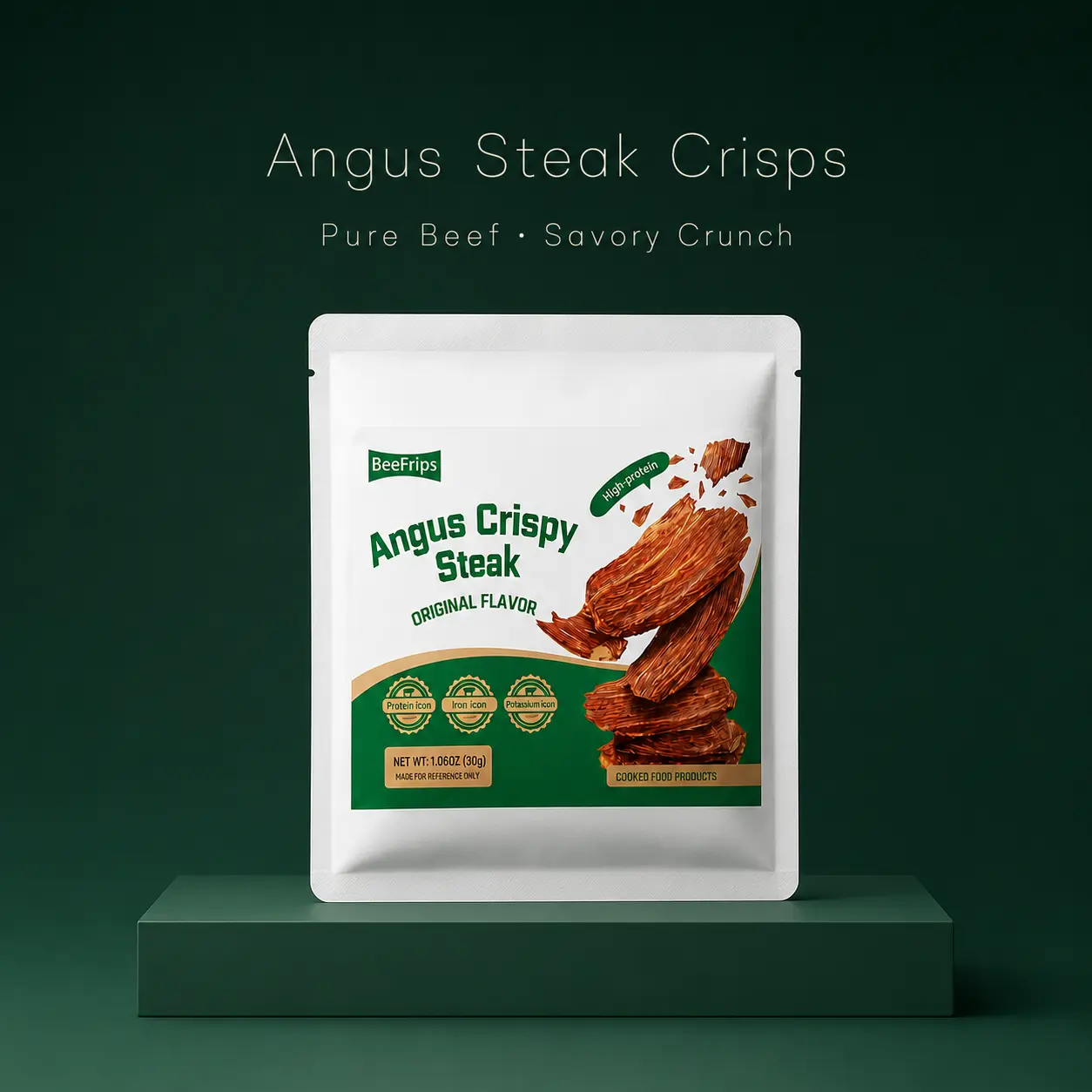 Beefrips Angus Beef Jerky Crisps, Thin Crunchy Beef Snack for Travel, Work and Gaming, 1.06 oz