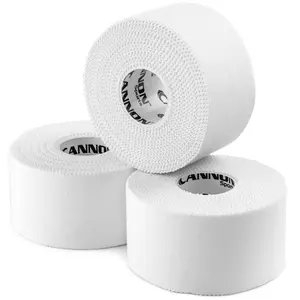 Cannon Sports Premium Athletic Tape - 1.5” x 45 Feet Per Roll - Easy Tear, No Sticky Residue, Very Strong, Hypoallergenic and Latex Free - Ideal for Sprains, Strains, First Aid - Pack of 3