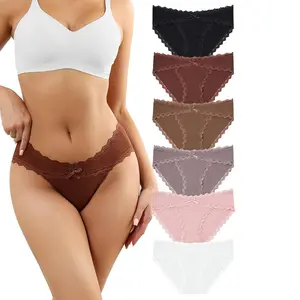 LEVAO 4/6 Pack Women Cotton Underwear Ladies Briefs with Breathable Lace Comfortable Low Waist Panties SpringStatements