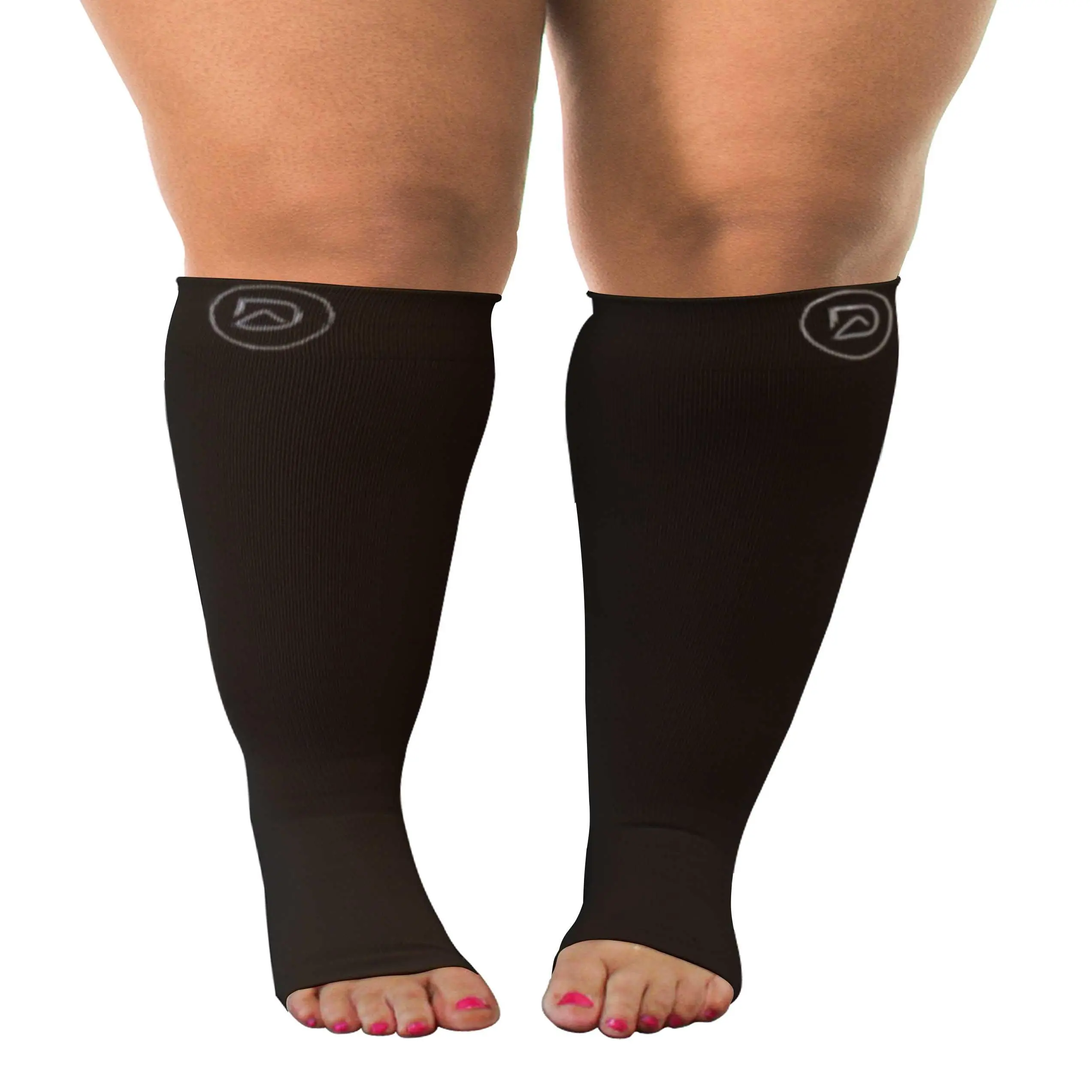 Dominion Active Wide Calf TOELESS Compression Socks 20-30 mmHg | Open Toe | Toe Out Socks