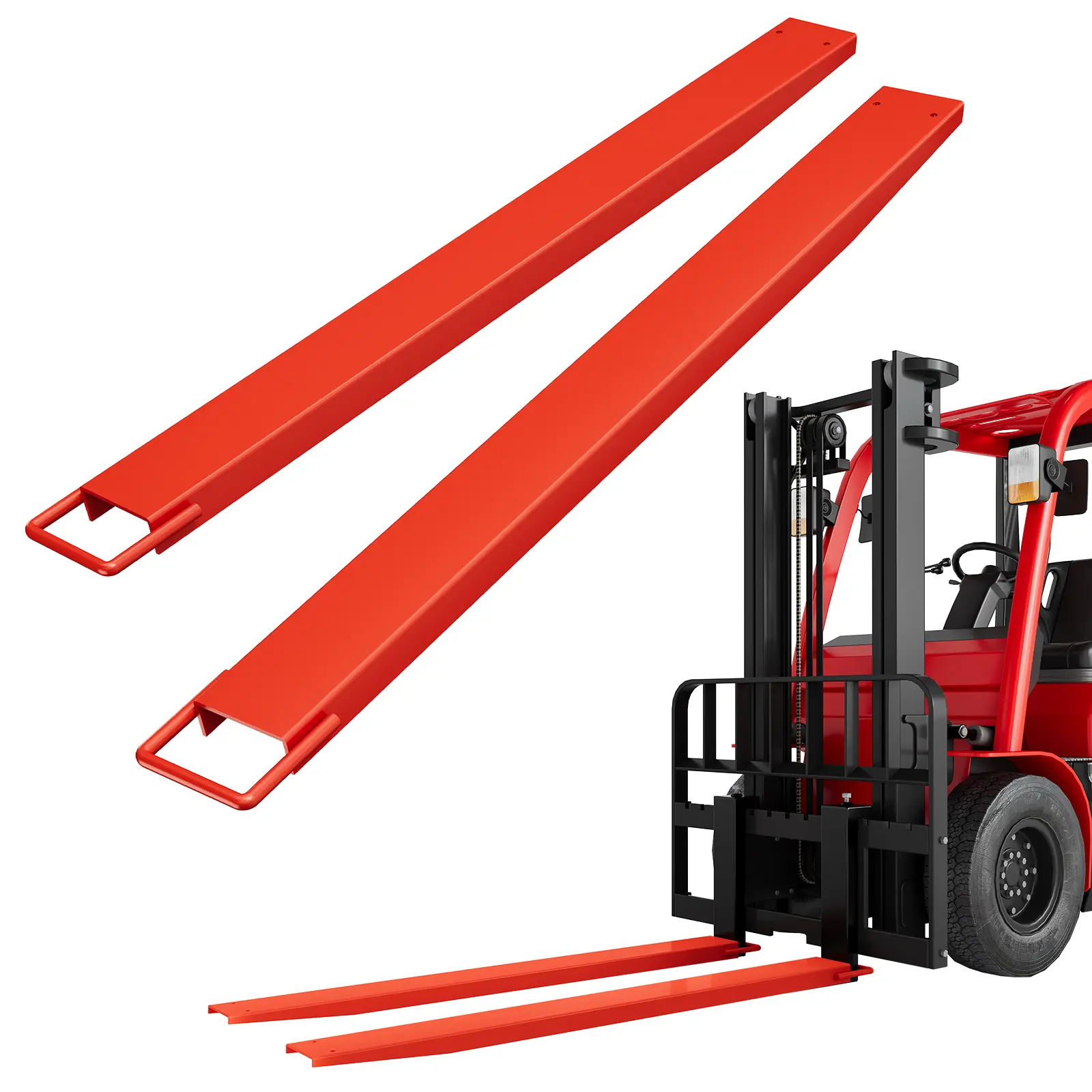 Heavy Duty Steel Forklift Fork Extensions, 1 Pair for Industrial Pallet Handling, 60/72/84 Inch Length, 4.5-5 Inch Width, 4600lbs Load Capacity, Compatible with Forklift Trucks & Loaders