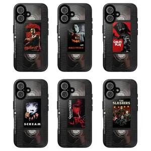 Sceam Movie Retro VHS Tapes Phone Case for IPhone 17 Pro Max 16 Plus 15 14 Pro 13 12 11  Galaxy S25-S21 Dual-Layer Cover Shockproof Protective Shell Gift Idea For Halloween Thanksgiving Christmas