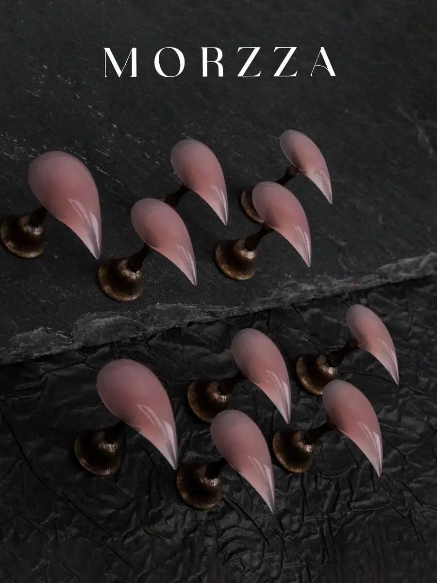 VELORA x Instantly Upgrade Your Look With 10pcs 25MM Jam Pink Transparent Pointed Tip Handmade Short Cat's Claw Press On Nails Fake Nail Kit