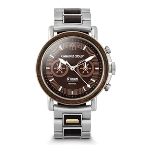 Ryman Original Grain Mechanical Chrono 44mm Watch - Collaboration with Ryman - Stainless Steel Band & Unique Dial Design