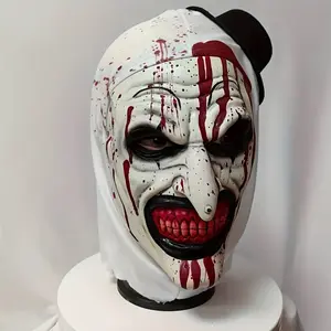 Trendy Latex Bloody Clown Hooded Mask for Halloween and Horror Theme Parties, Fashionable Synthetic Latex for Unique Costumes, Face Mask Accessory