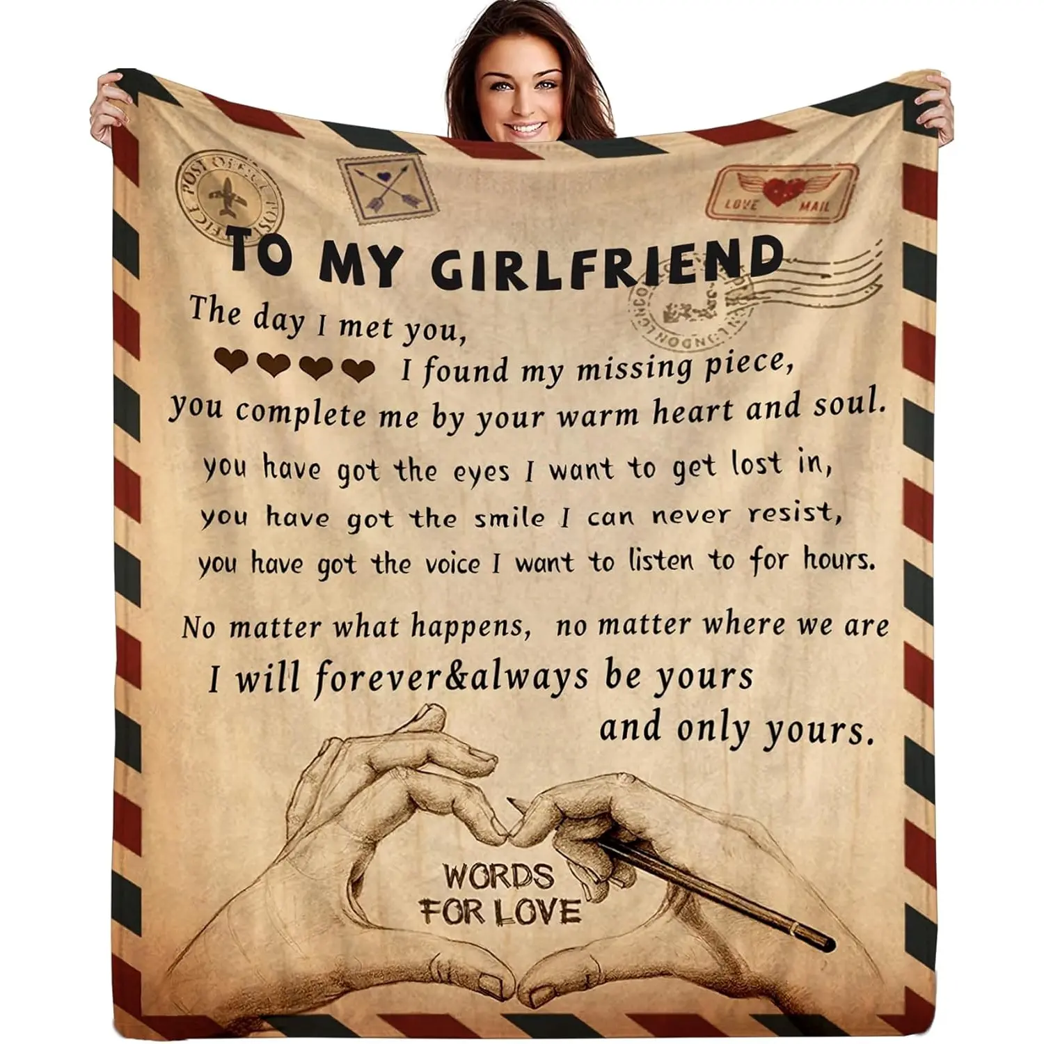 Mother's Day Valentine Gifts for Girlfriend I Love You Throw Blanket Romantic Gifts for Her High-Quality Fabric All Seasons Bed Sofa Blankets Birthday Anniversary Gift Idea for Women